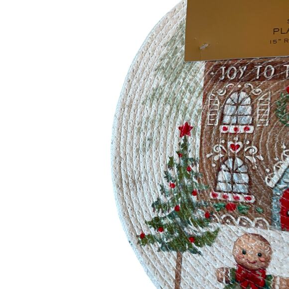 NICOLE MILLER Gingerbread Placemats 15in Set of 4 Christmas Holiday New - Picture 5 of 8